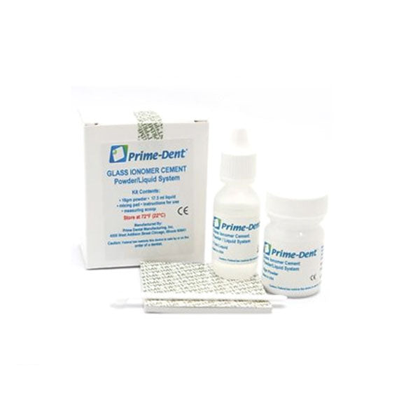Prime Dent Glass Ionomer Cement Kit 18g Powder / 17.5 ml Liquid