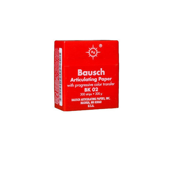 Bausch .008" (200 microns) Red Articulating Paper Strips, 300 Strips in Plastic Dispenser BK02