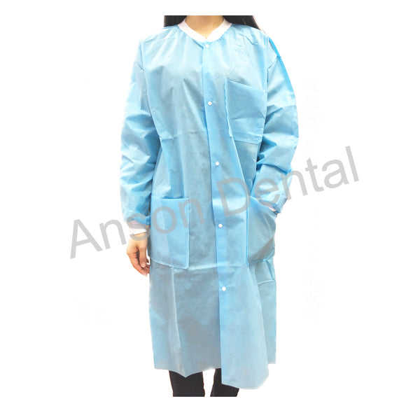 1 Day Handling Anson Dental Plus Lab Coats Knee Length 10 pcs Sky Blue