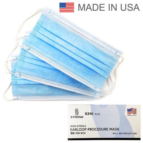 1 Day Handling Disposable Dental Medical Ear-Loop Face Masks STRONG 5310 Made In USA (Package Damaged)