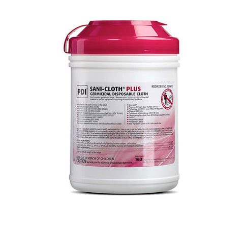 1 Day Handling Disinfectant PDI Sani-Cloth Plus Large Wipes 6" x 6.75" 160/Canister (Package Damaged)