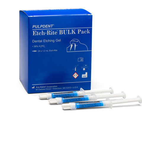 Pulpdent Etch-Rite  38% Phosphoric Acid Etching Gel Bulk Kit 24 x 1.2 ml syringes