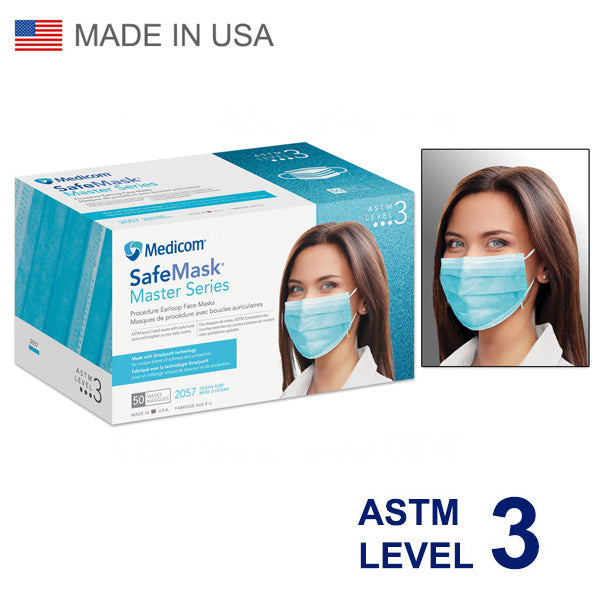 1 Day Handling Disposable Medicom SafeMask Master Series Earloop Mask 50 pcs ASTM Level 3 Made in USA