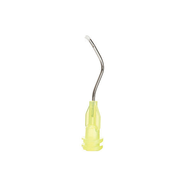 Prebent Needle Dispensing Tips with Brush-Padded End Yellow