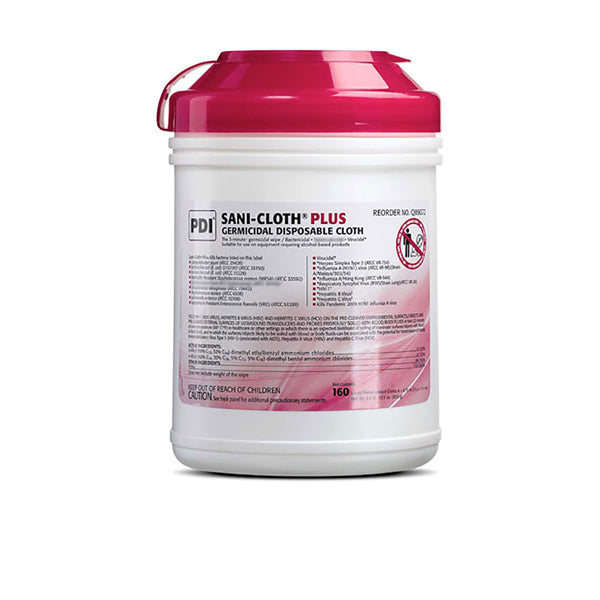 1 Day Handling Disinfectant PDI Sani-Cloth Plus Large Wipes 6" x 6.75" 160/Canister