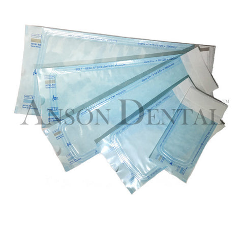 100 Pcs Dental / Medical Self-Sealing Sterilization Pouches - 75x150mm, Hot Air Compatible